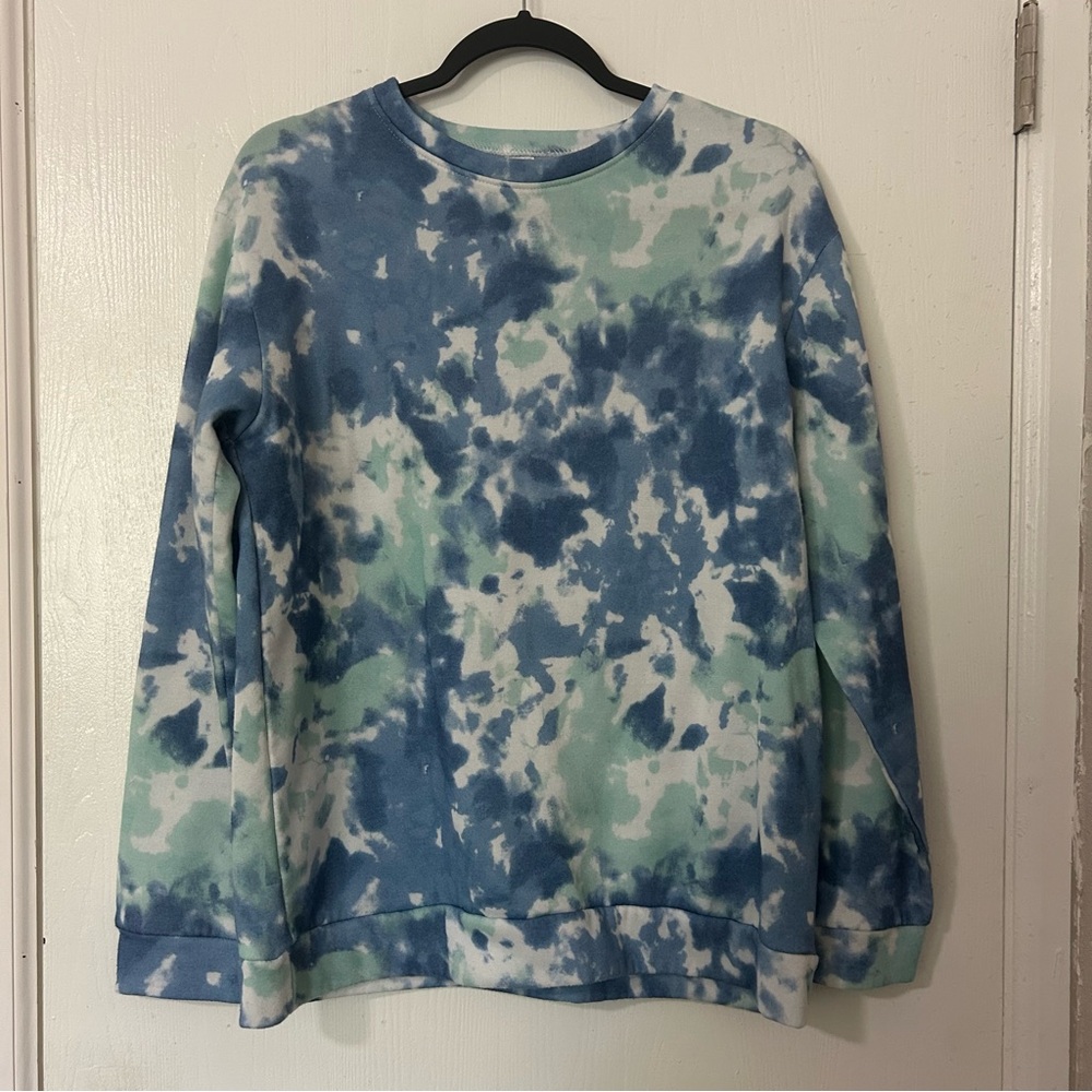 Source Unknown Blue and Green Tie-Dye Long Sleeve Tee